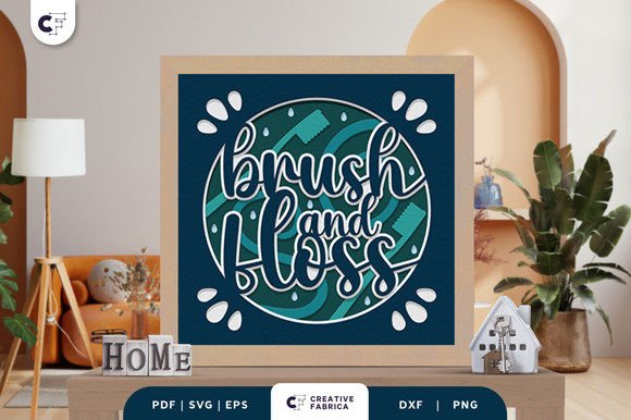 Brush and Floss 3D Shadow Box Paper Cut
