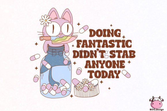 Funny Cat Mental Health Quote PNG Review for Real Embroidery Projects